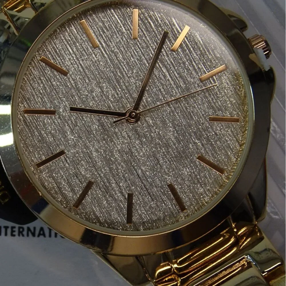 Gold-Tone INC Unisex Watch With Genuine Diamond Accent & Stainless Steel Band